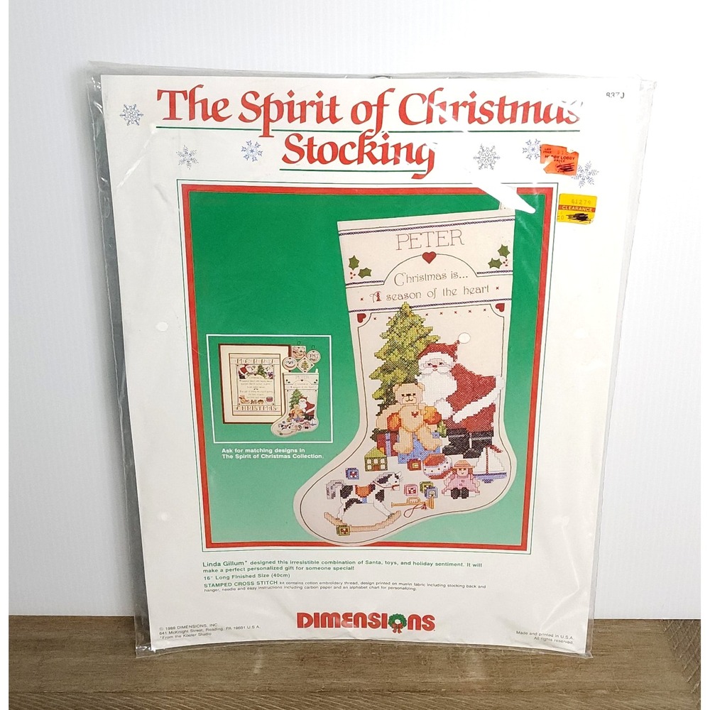 NIP Dimensions 1989 Christmas Crosstitch Stocking "Spirit of Christmas" 16 inch